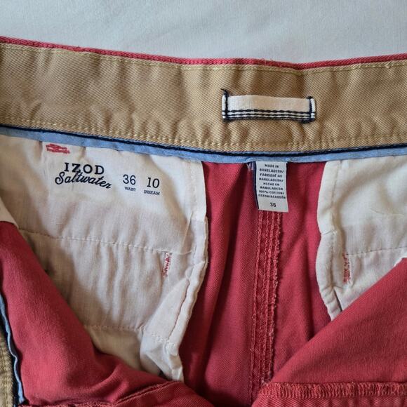 Izod Saltwater Anchor Print Shorts - Men's Size 36 Reddish Pink 10" inseam - Picture 4 of 5